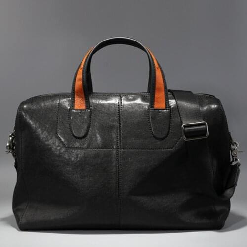 Travel bag mens handbag leather large capacity short travel business bag mens shoulder messenger bag Top Layer Cowhide