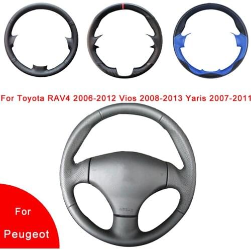 Breathable Hand-Stitched Artificial Leather Car Steering Wheel Cover For Peugeot 206 1998-2005 206 SW 2003-2005 206 CC 2004 2005