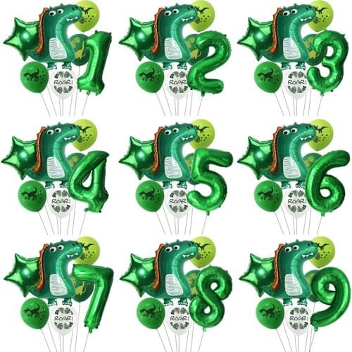 Cute Cartoon Dinosaur Foil Balloons Kids Children Birthday Party Balloon Sets For Animal Jungle Dinosaur Party Decoration Globos