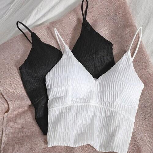 GLODTAOS Summer Sexy Sling V-neck Corset Top Casual Slim Backless Halter Top Women Korean Black White Short Crop Top Mujer