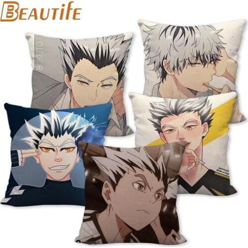 Custom Haikyuu!! Anime Bokuto Koutarou Pillowcase 45X45cm Wedding Decorative Eco-Friendly Cotton Linen Fabric Pillow Case