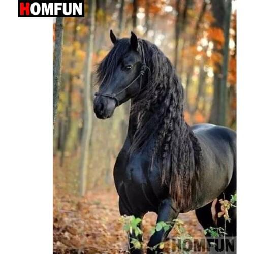 HOMFUN 5D DIY Full Diamond Embroidery "Animal horse" Diamond Painting Cross Stitch Rhinestone Home Decoration A07836