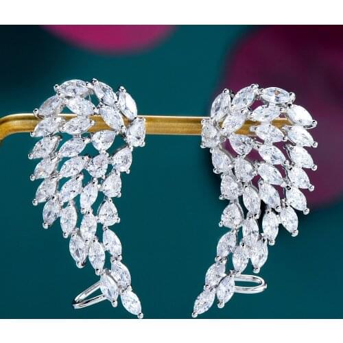 JIMBORA Original Design Angle Wings Earrings Cubic Zirconia Brand Square Shape Pendant Earrings Nigerian Indian African Women