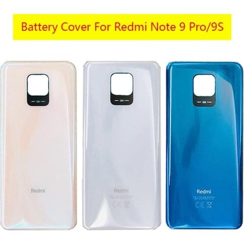 Battery Cover For Redmi Note 9 PRO /Note 9S Back Battery Cover + Camera Lens Cover Door Housing Case + Rear Glass Parts