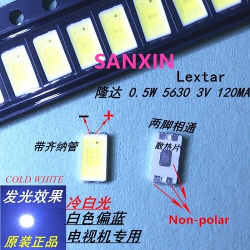 Lextar LED Backlight 0.5W 5630 3V Cool white LCD Backlight for TV TV Application PT56Z03 V2 300pcs