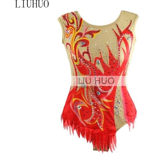 LIUHUO Figure Skating Dress Womens Girls' Ice Performance Rhythmic Gymnastics Competition Leotard Dance Unitard Training Red