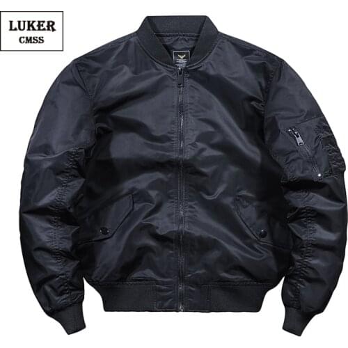 LUKER CMSS Autumn Men Pilot Jacket Spring Fashion Solid Military Jacket Outwear Male Windproof Bomber Jacket Coat Size M-4XL 812