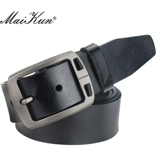 Maikun Cowhide Leather Belts for Men Luxury Brand Designer Men Belt High Quality Retro Metal Buckle Vintage Jeans Belts