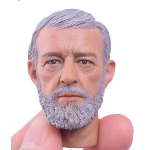 1/6 Scale For CollectionMale Head Obi-Wan Sculpt PVC Carving W/Neck Ver. 2in. Model Toy