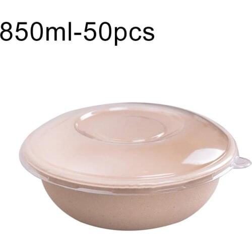 50Pcs Disposable Round Oval Bowl Kitchen Salad Snacks Picnic Container with Lid Disposable Eco-friendly Disposable Bowls