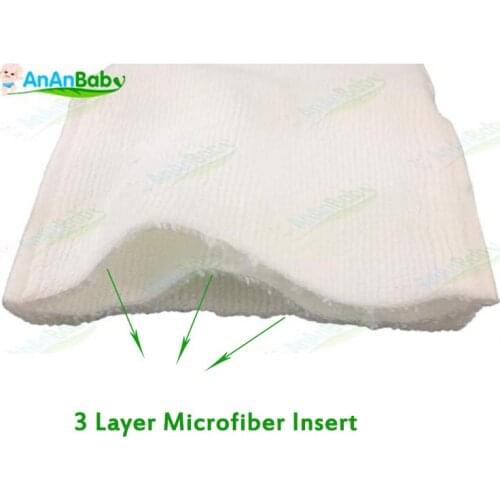 Ananbaby 5pcs/lot Reusable Absorbent 3 Layer Microfiber Baby Cloth Diaper Insert Size 35cm*14cm