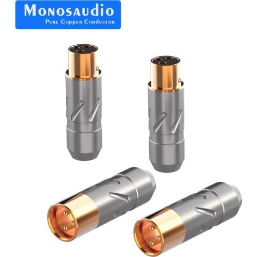 Monosaudio High Purity 99.998% Pure Copper Plated Audio Balance XLR 3 Pin Plug Balanced Audio Connector Male or Female MIC Plug
