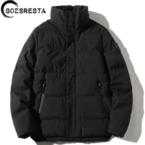 GOESRESTA 2020 Winter New Mens Cotton Clothing Casual Wild Coat Jacket Stand Collar Large Size Fashion Cotton Clothing Men