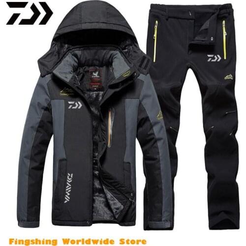Daiwa Fishing Clothes Sports Outdoor Fishing Clothing And Pants Men Fishing Suit Winter Warm Fishing Jacket Plus Velvet L-5XL