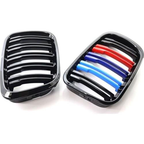 A Pair Front Bumper Kidney Grill Grills Dual Slat M Color For BMW 3 Series E46 4-Door 4D 4DR 1998-2001 Racing Grills Styling