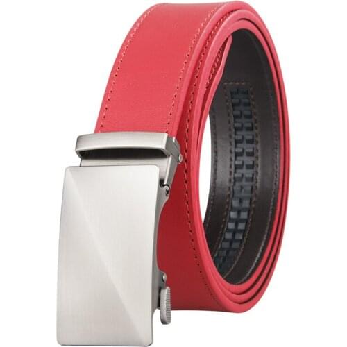 Belts For Men Genuine Leather Belt Men Belt Male Top Quality Alloy Automatic Buckle Red Strap