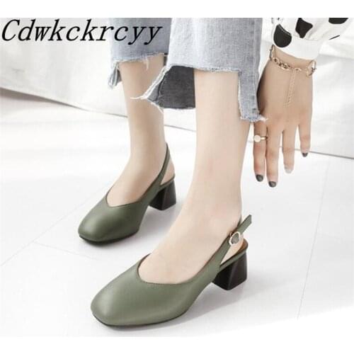 Summer New pattern Europe America fashion Square head High-heeled Women sandals Beige green brown Occupation work Women sandals