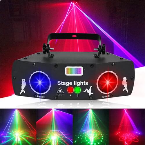 WUZSTAR New 3IN1 DJ Disco Light RGB LED Beam Laser Projector Lamp With Voice Control Strobe Stage Lights Effect For Party Club