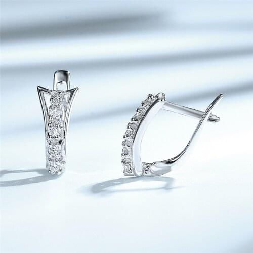 DY 925 Sterling Silver Earring Delicate Clear Cubic Zirconia Romantic English Lock Earring for Women Fashion Accessories Jewelry