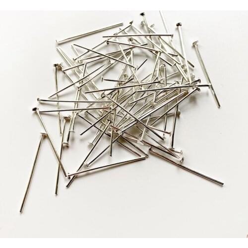 200pcs Silver Flat Head Pins for Jewelry Making Findings Accessories Supplies Metal Pins Wholesale About 28-30mm*0.7mm