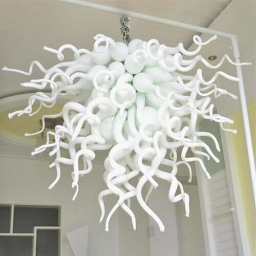 Special White Flush Mount Ceiling Lights Elegant Hand Blown Glass Chandelier LED Source Customized 70 or 90 CM