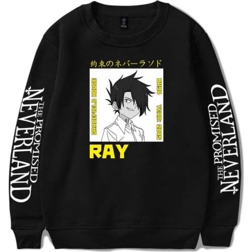 2021 Anime The Promised Neverland Crewneck Sweatshirts Women Men Long Sleeve Sweatshirts Casual Streetwear Pullover Clothes Tops