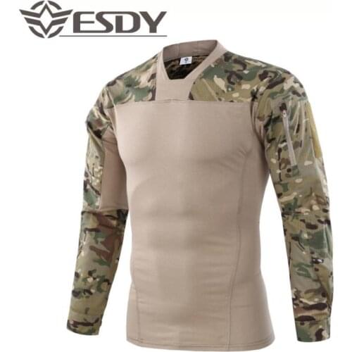 Outdoor Tactical Frog Clothes Climbing Hiking Hunting Camouflage T Shirt Cycling Wear-resistance Military Training Men Shirt