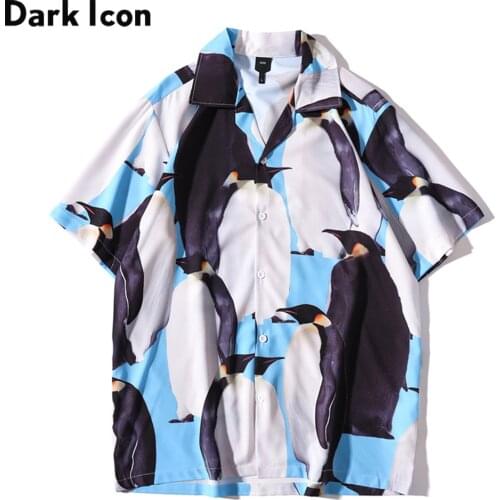 Dark Icon Penguin Hawaiian Shirt Men Light Weight Thin Material Mens Polo Shirt