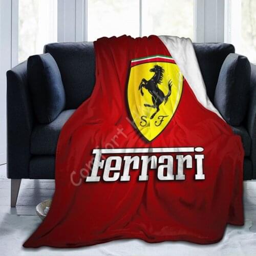 Ferrari Logo Print Red Blanket Flannel Throw Blanket for Kids Adults Lightweight Blankets for Bed Sofa Office 150x200cm