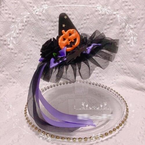 In stock! Dark lolita style handmade halloween witch hat dark kill wizard lolita handmade headdress