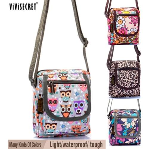 Women Small Messenger Bag Waterproof Multi layer Cross body Cute Cartoon Owl Floral Printed Bags Mini Hobo Coin Phone Purse
