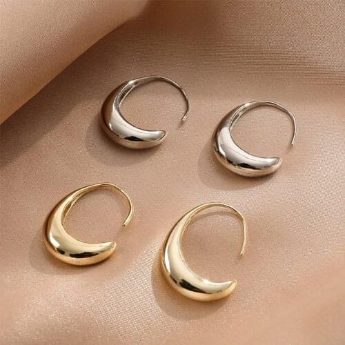 Women Fashion Stud Earrings Temperament Personality Circle Gold Plated Prevent Allergy C Shape Earring Bride Jewelry