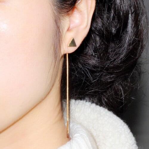 Drop Earrings Gold Color Triangle Heart Long Earrings For Women Fashion Jewelry Mother Gift