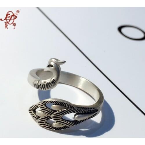 Handmade Sterling Silver Ring Jewelry For Women,thai Silver Retro Peacock Ring Women Vintage Ring,birthday Gift Freeshipping