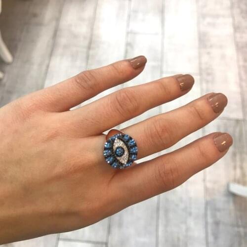 Evil eye Ring Luxury Cubic Zirconia Fancy Big Rings for Women Jewelry bagues pour femme