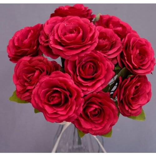 1 Bouquet 12 heads Rose Silk Peony Artificial Flowers Silk Fake Flowers For DIY Living Room Home Party For Wedding Decoration