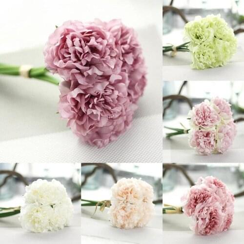 1 Bouquet 5 heads Peony Artificial Silk Flowers For Home Decoration Wedding Bouquet For Bride Fake Flower Faux Living Room