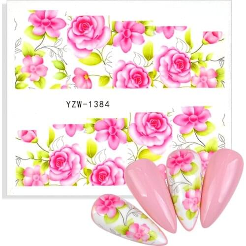 1pcs Nail Art Flower Stickers Decals Water Tattoos Green Leaf Sliders For Nails Watermark Transfer Wraps Accesorios DIY Manicure