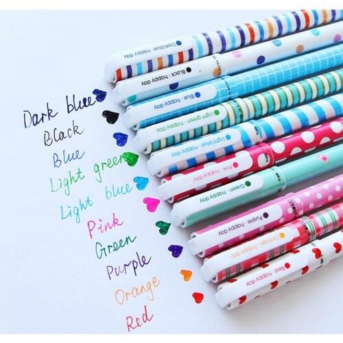 10pcs/pack Color Gel Pen Cartoon Animal Starry Star Sweet Floral Pens 0.5mm Ballpoint Stationery Office School Supplies