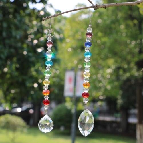 2pcs/lot 7 Chakra Crystal Ball Pendant Chandelier Suncatcher Ornament Hanging Crystals Decoration