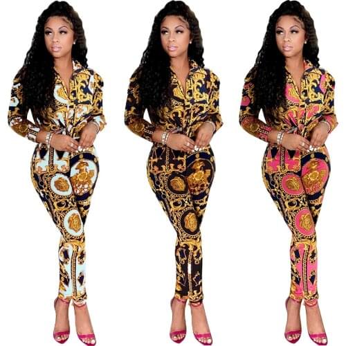 2021 Dashiki Traditional African Print Clothing Two Piece Set Women Bodycon Top+Skinny Pants Tracksuit Matching Sets Outfits