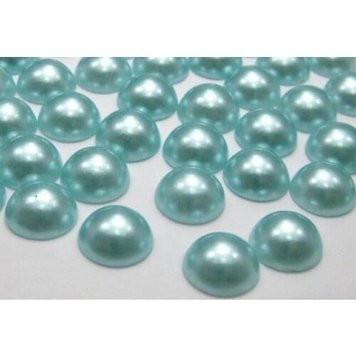 500 Sky Blue Half Pearl Bead 8mm Flat Back Round Gems Scrapbook Craft
