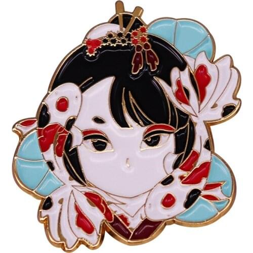 Japanese Anime Lovers Accessories girl Magic Koi Fish Elf Metal Enamel Lapel Clothes Coats Backpack Bag Badge Brooch Pin