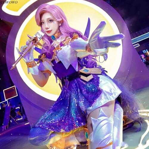 Anime! Game LOL KDA Seraphine Gorgeous Dress Lovely Uniform Cosplay Costume Halloween Party Stage Performance Outfit Women NEW