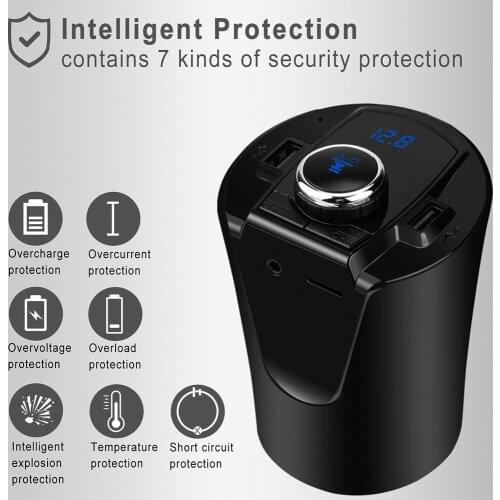 Cup-Mounted Car Bluetooth MP3 Usb Charger FM Bluetooth Receiver Transmitter Player Hands-Free Phone