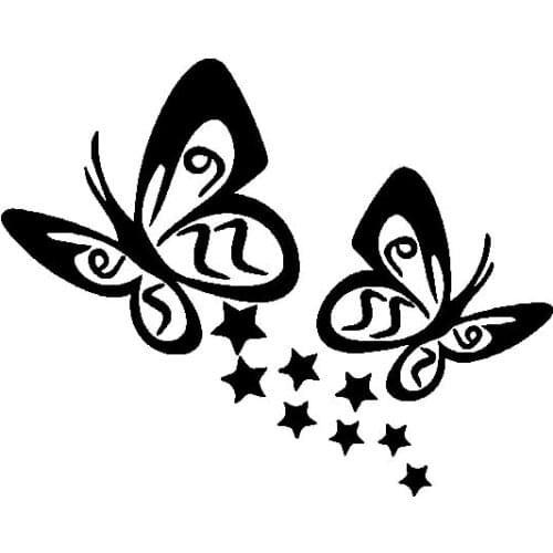 Butterfly Starry Sky Personality Fun Car Stickers Pvc Creative Decals Waterproof Sunscreen Decoration Black/white, 14cm * 11cm