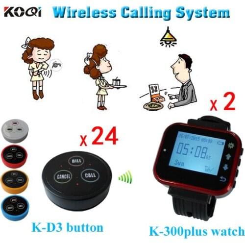 Wireless Watch Wrist Pagers System K-300plus-red For Hospital Restaurant Calling Waiter Service Wireless Calling Launch Button