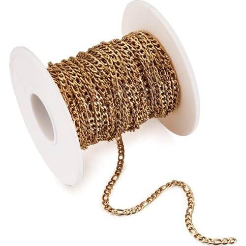 10M 304 Stainless Steel Vintage Chain Necklace Curb Cuban Link Gold Color Punk Chokers Bracelet For Men Women Jewelry Making