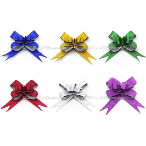 Pull Flower Ribbons S/M/L Pearlescent Gold/Silver/Red/Blue/Purple/Green Bowknots Festive Party Gift Packaging Decor 10PCS/Lot