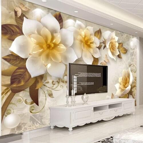 Photo Wallpaper 3D Stereo Flowers Retro Living Room TV Sofa Background Wall Painting Self-Adhesive Waterproof Canvas 3D Stickers